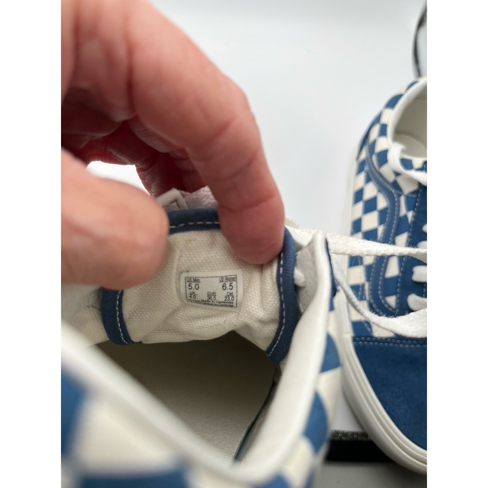 Vans Old Skool Blue Checkerboard Suede Canvas Skate Shoes Mens 5 Womens 6.5 - Picture 8 of 8